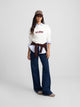 Blue denim flare pants