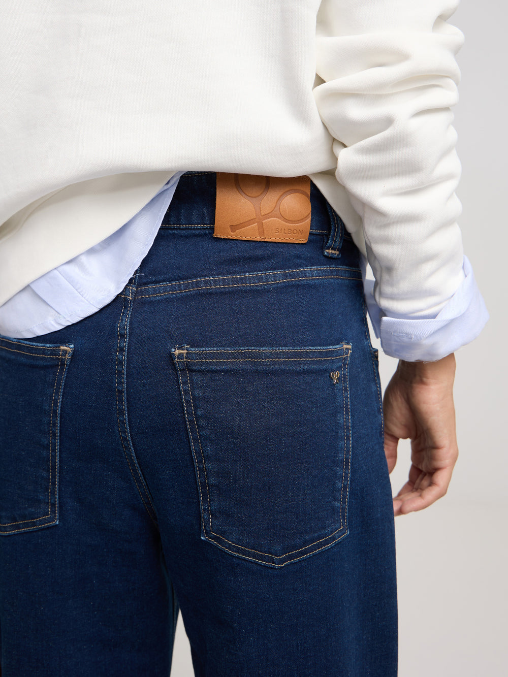 Blue denim flare pants