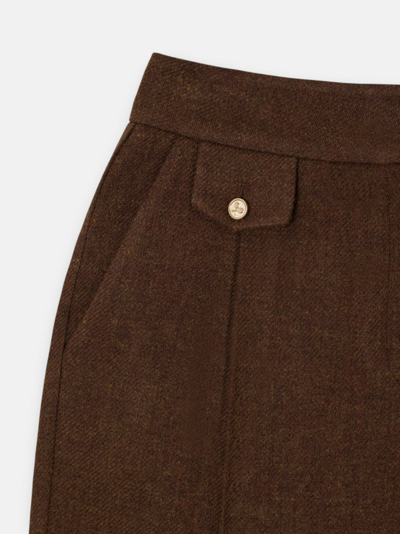 Pantalón recto sarga marron