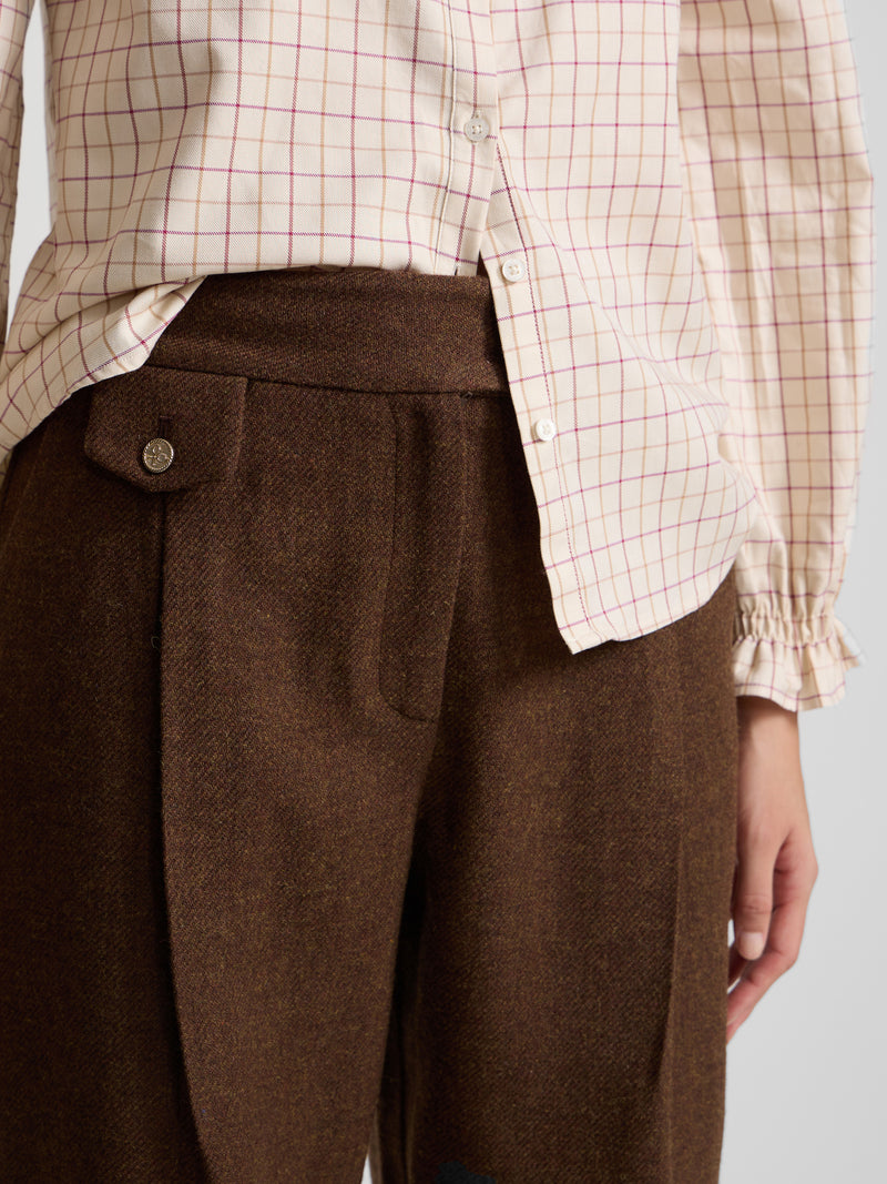 Pantalón recto sarga marron