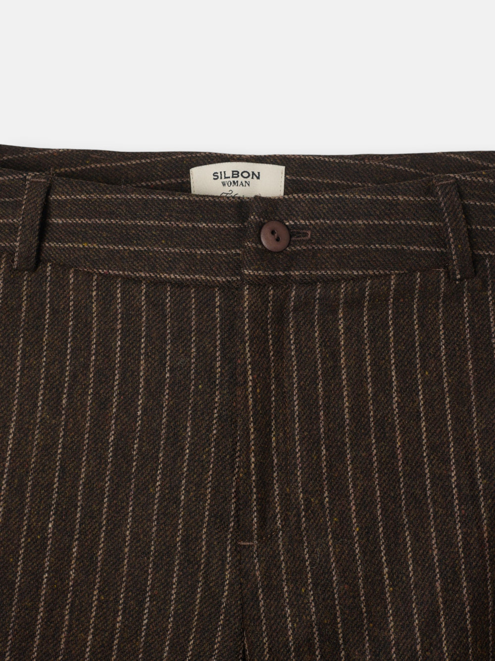 Pantalon recto rayas diplomaticas marron