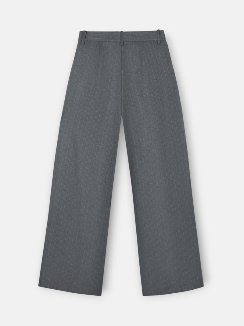 Pantalon recto raya diplomatica gris