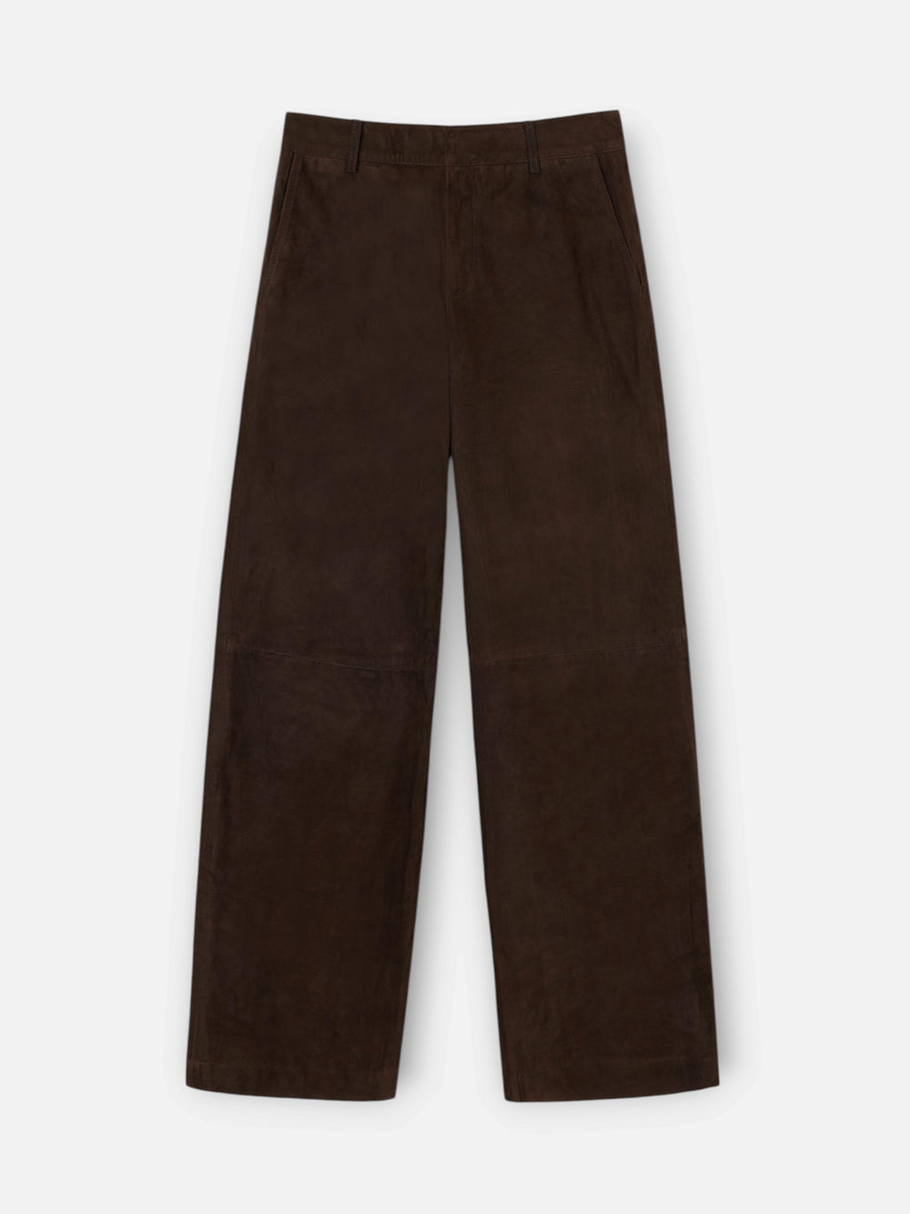 Pantalon piel ante pinzas marron