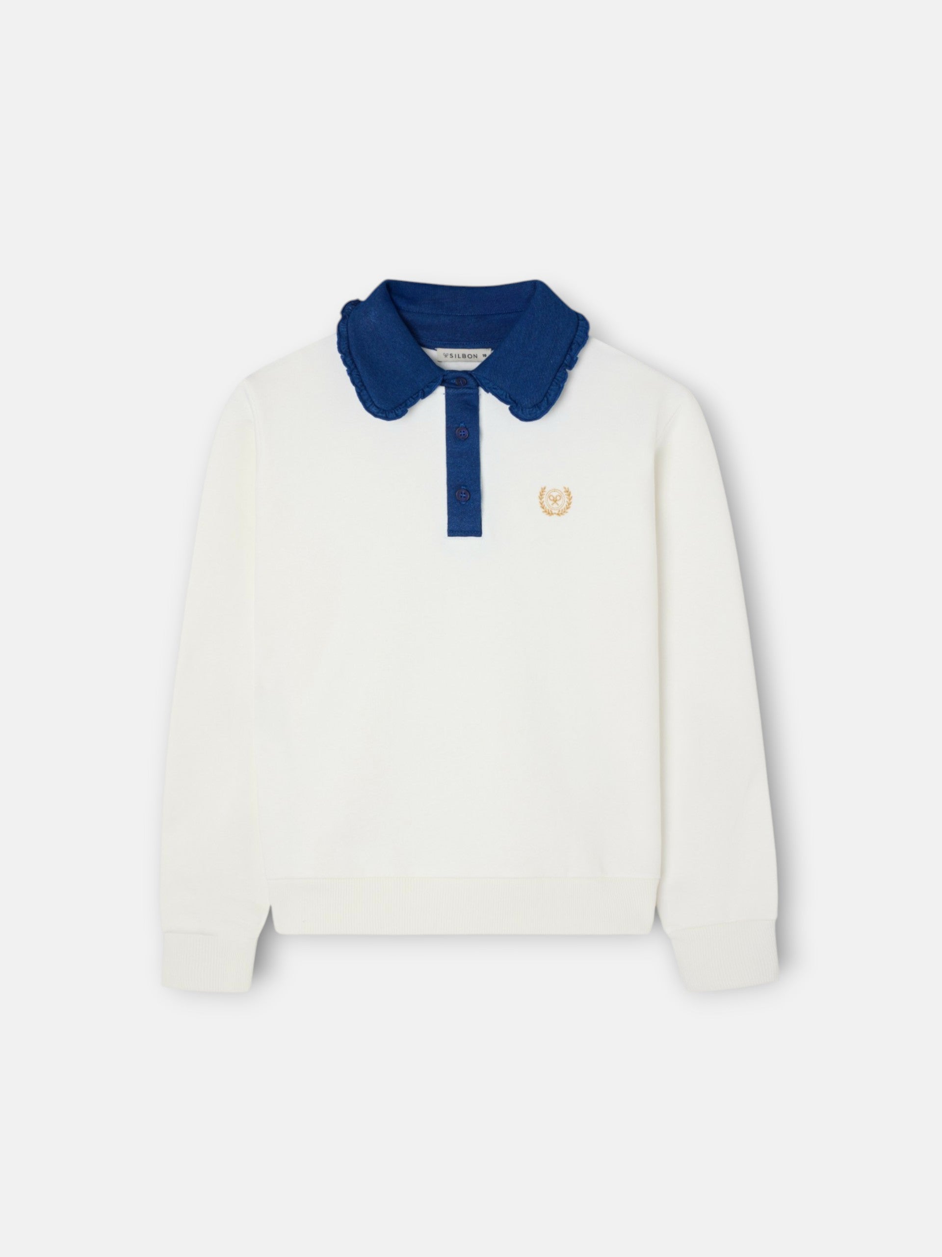 Sudadera girl cuello polo beige