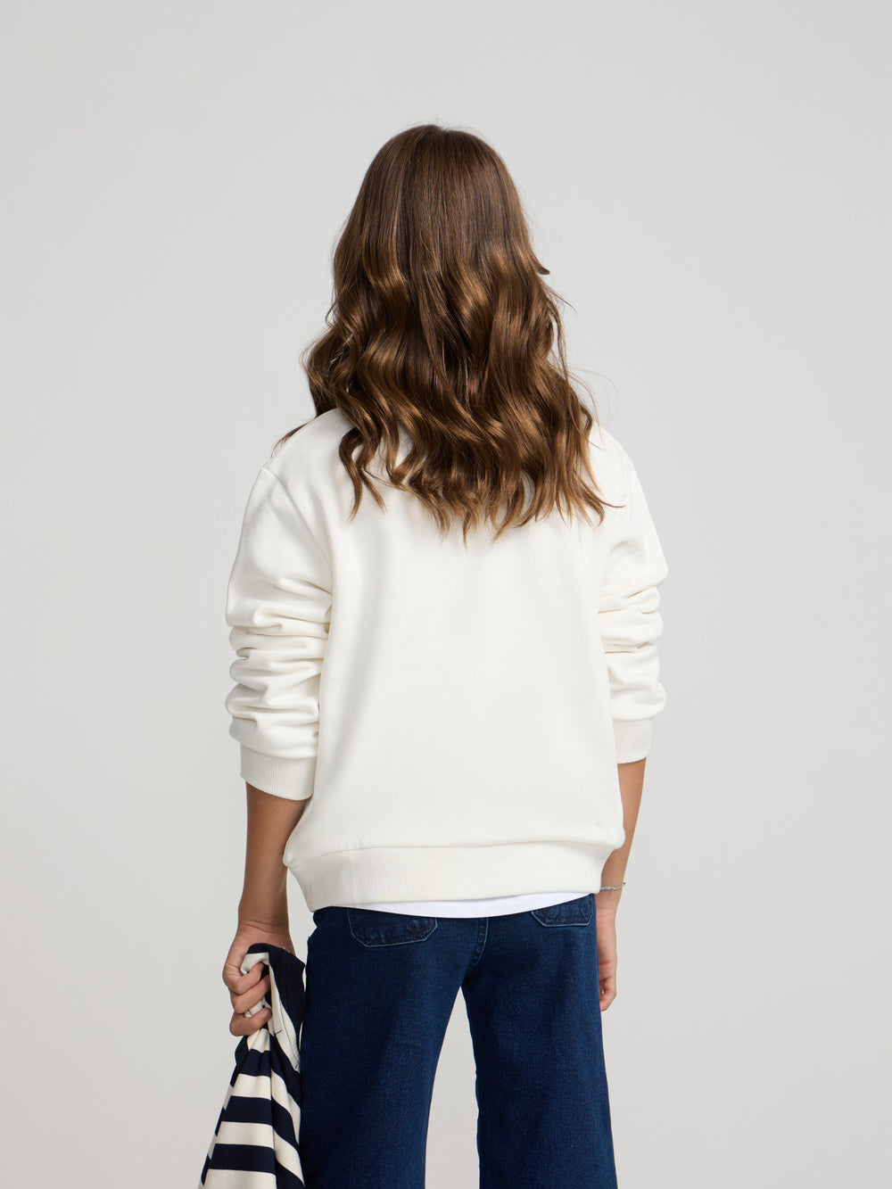 Sudadera girl cuello polo beige