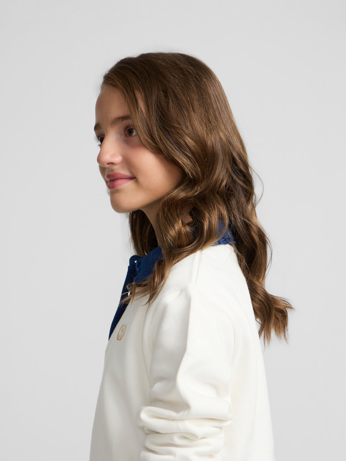 Beige polo neck sweatshirt for girls