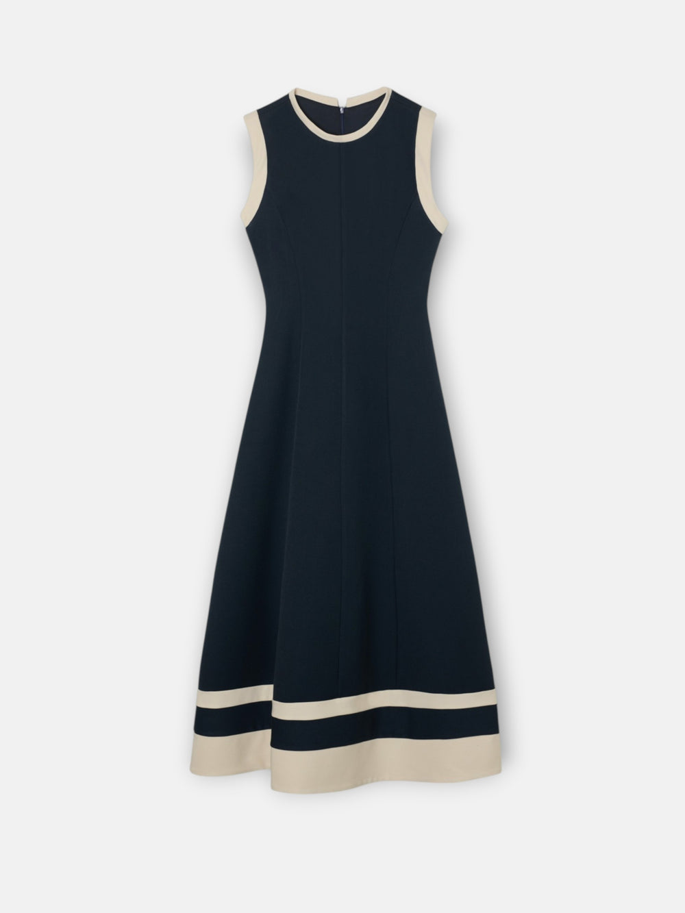 Navy blue midi dress with contrasts