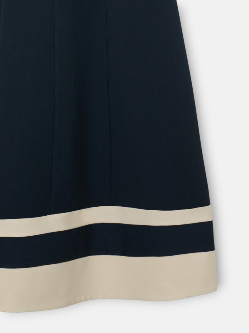 Vestido midi contrastes azul marino