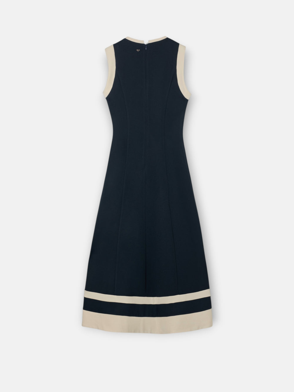 Navy blue midi dress with contrasts