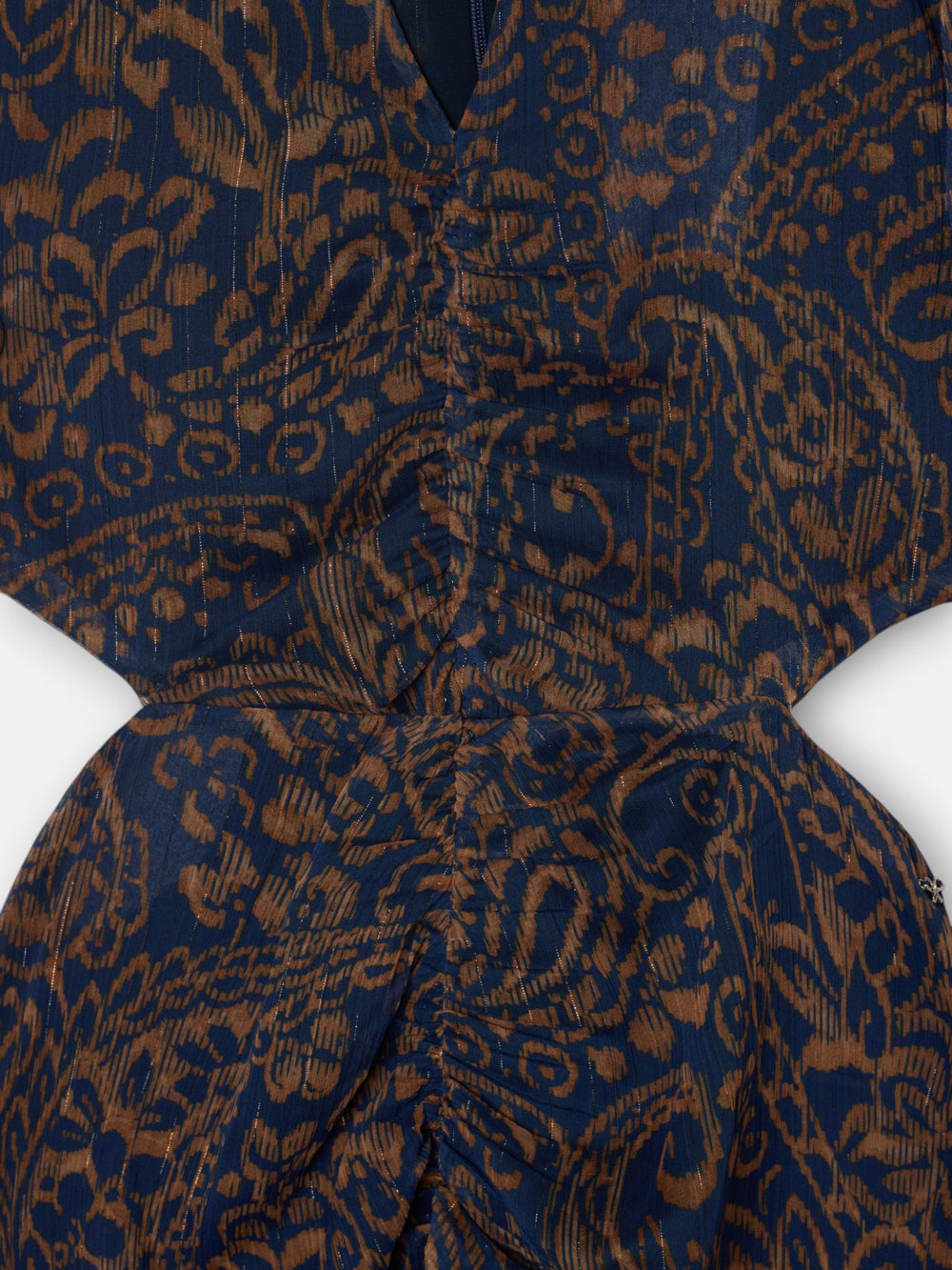 Vestido cut out estampado cachemir azul