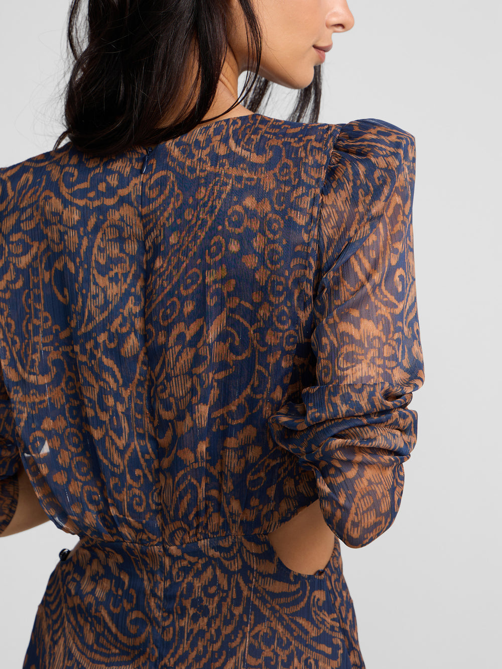 Blue paisley print cut-out dress