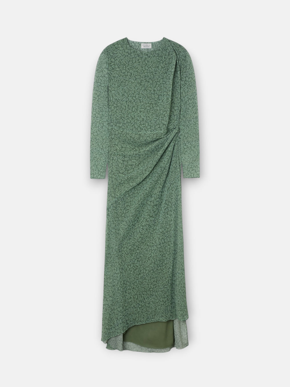 Vestido midi estampado hojas verde