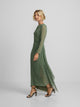 Vestido midi estampado hojas verde