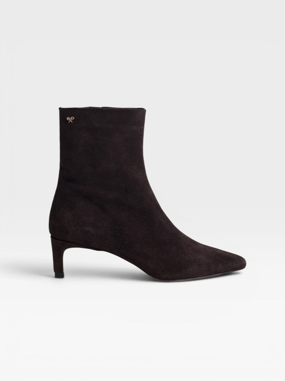 Brown suede kitten heel ankle boot