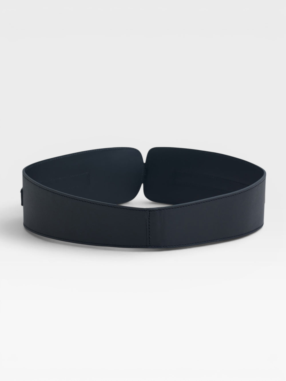 Black leather sash belt