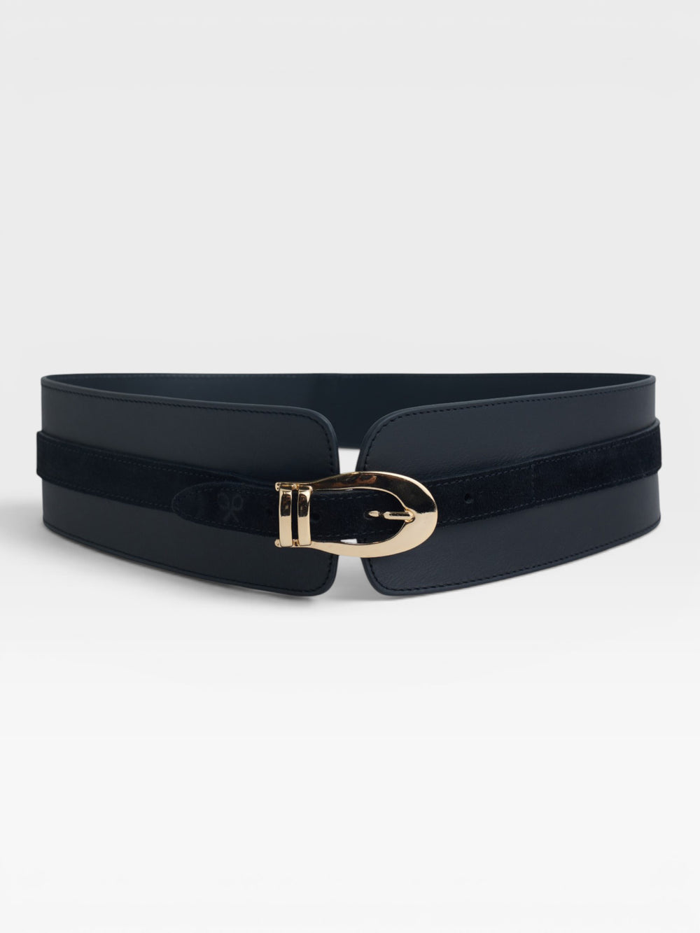 Black leather sash belt
