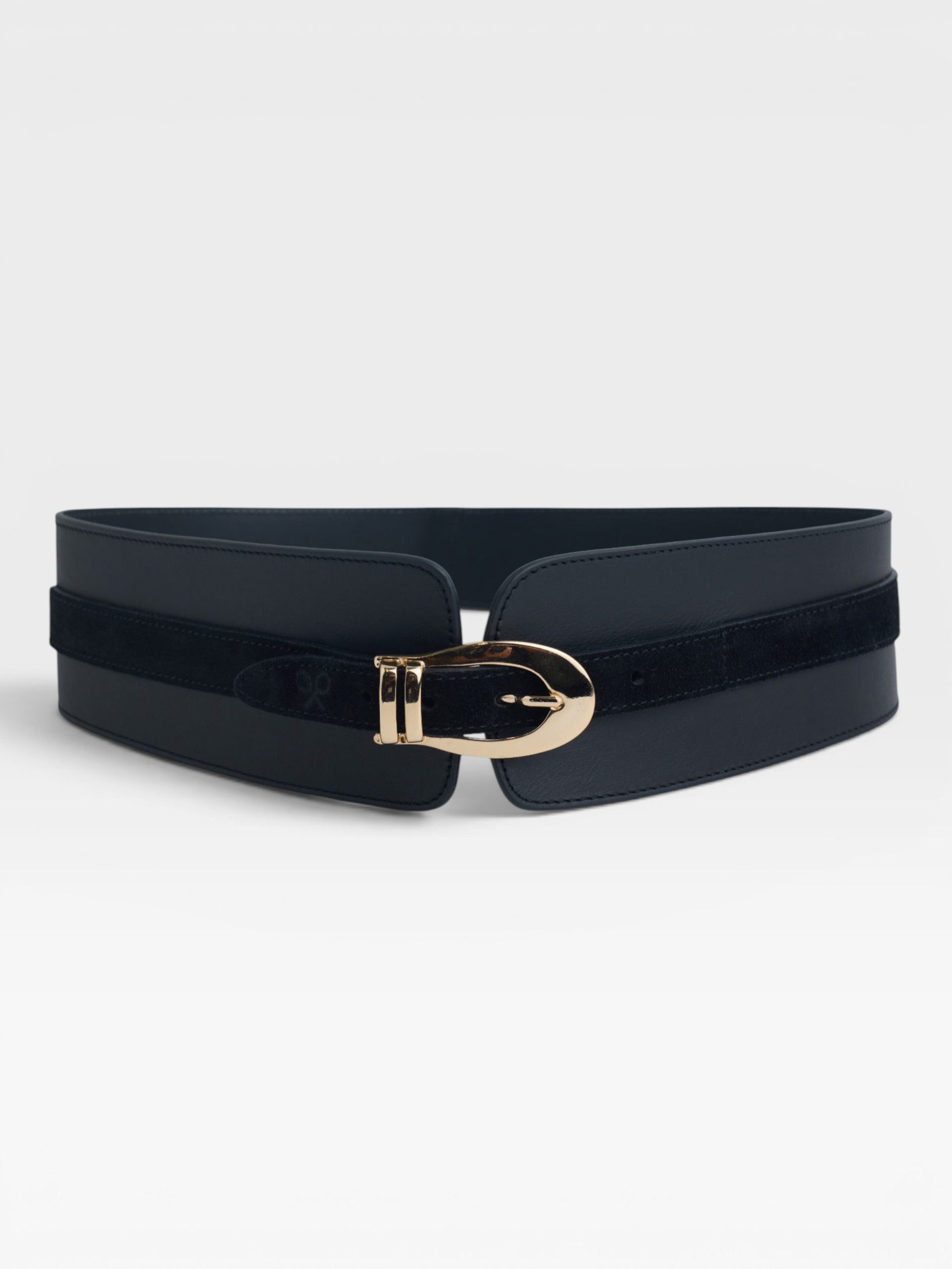 Black leather obi belt