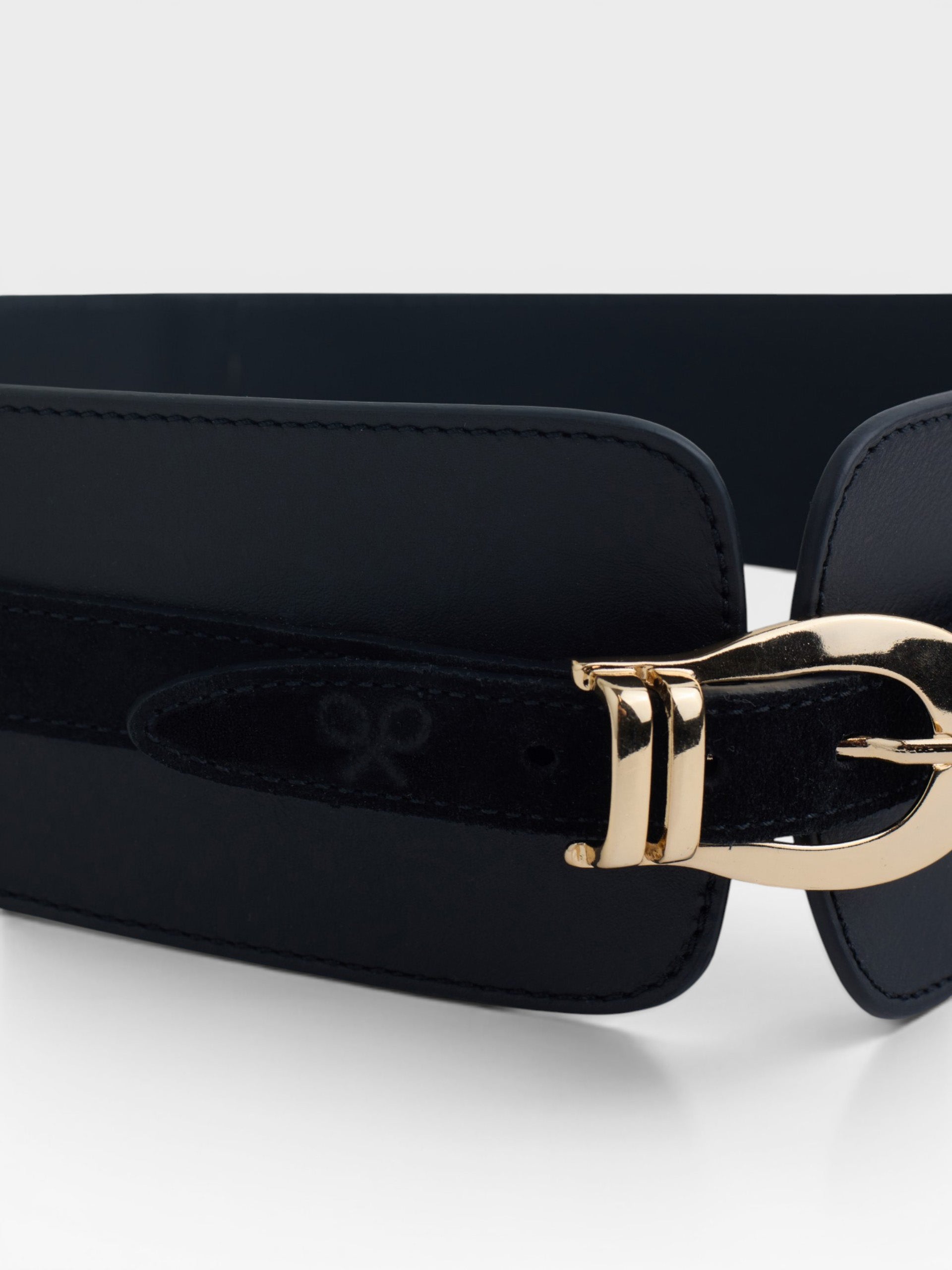 Black leather obi belt