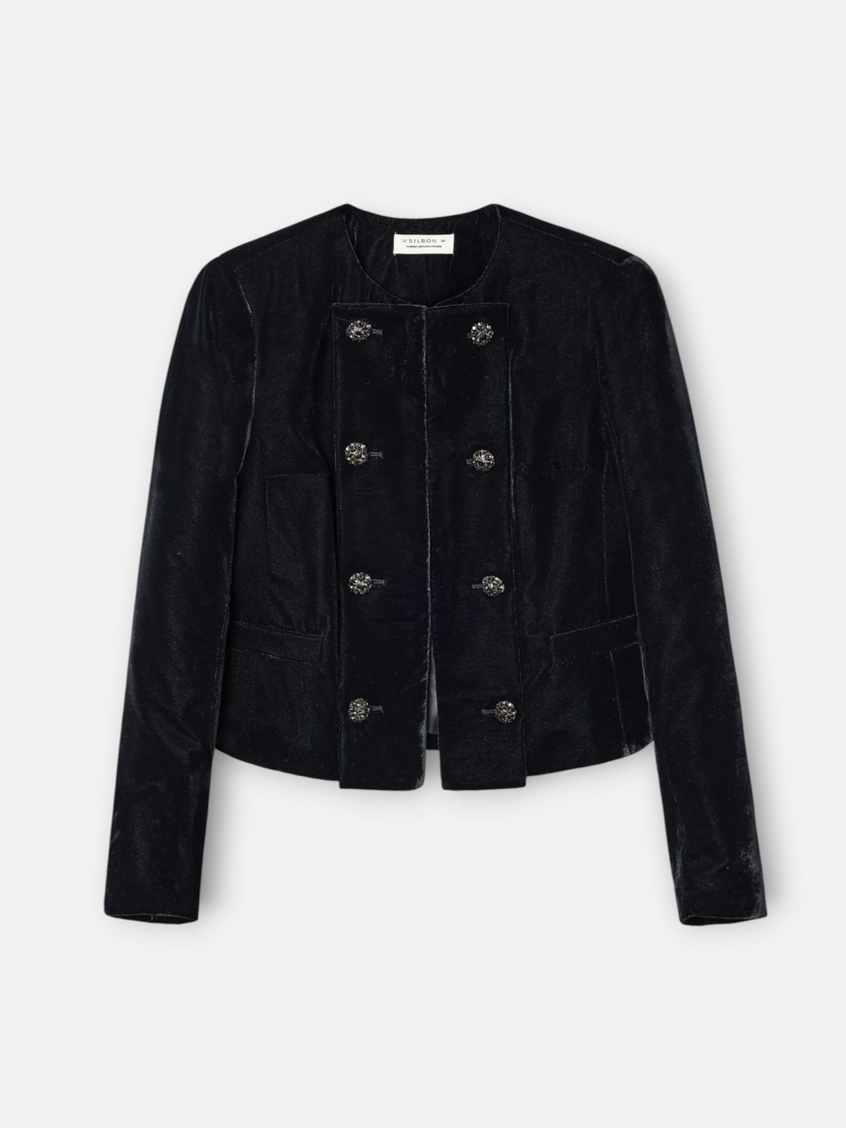 Chaqueta corta terciopelo botones negro