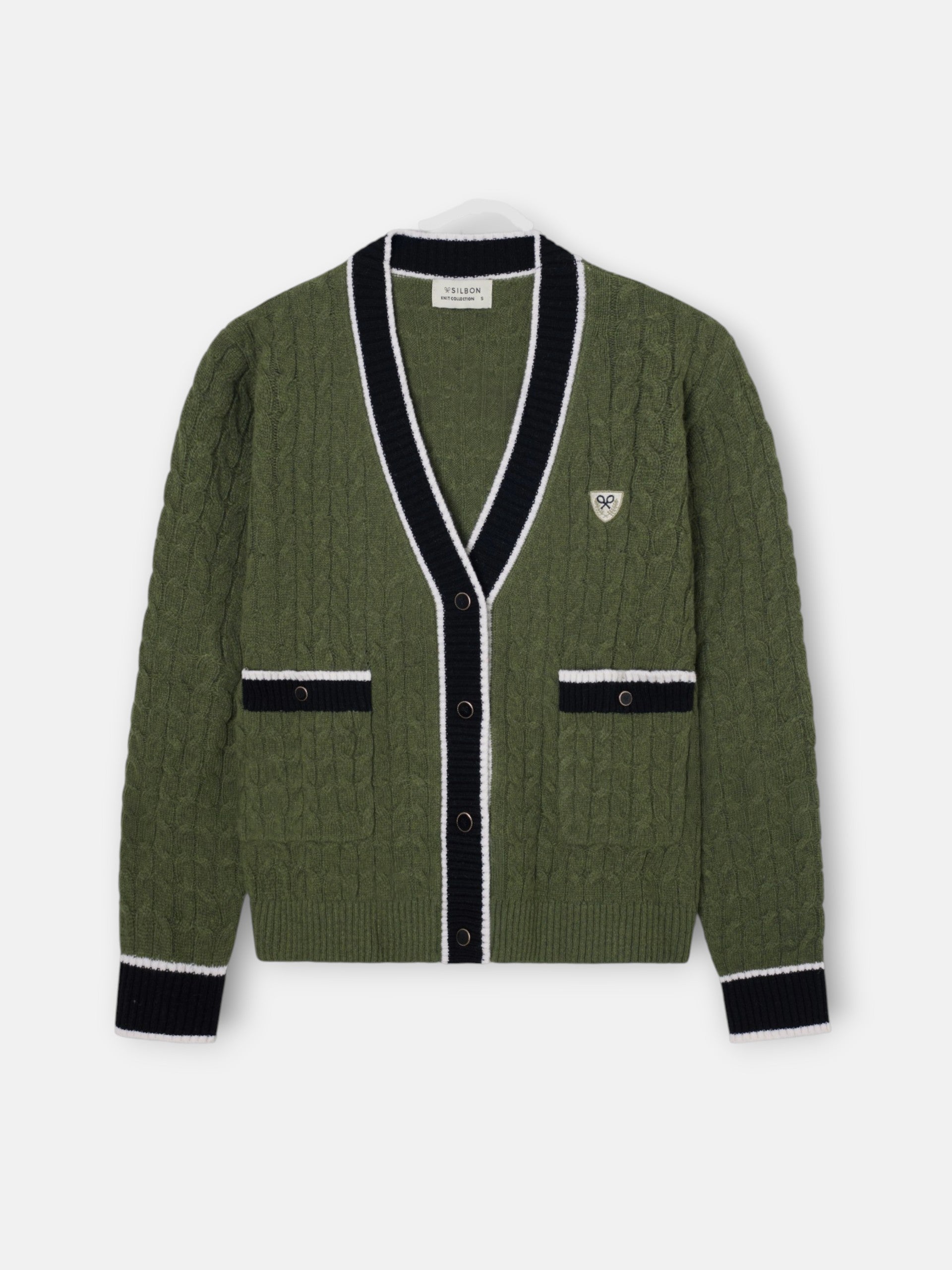 Cardigan college escudo verde