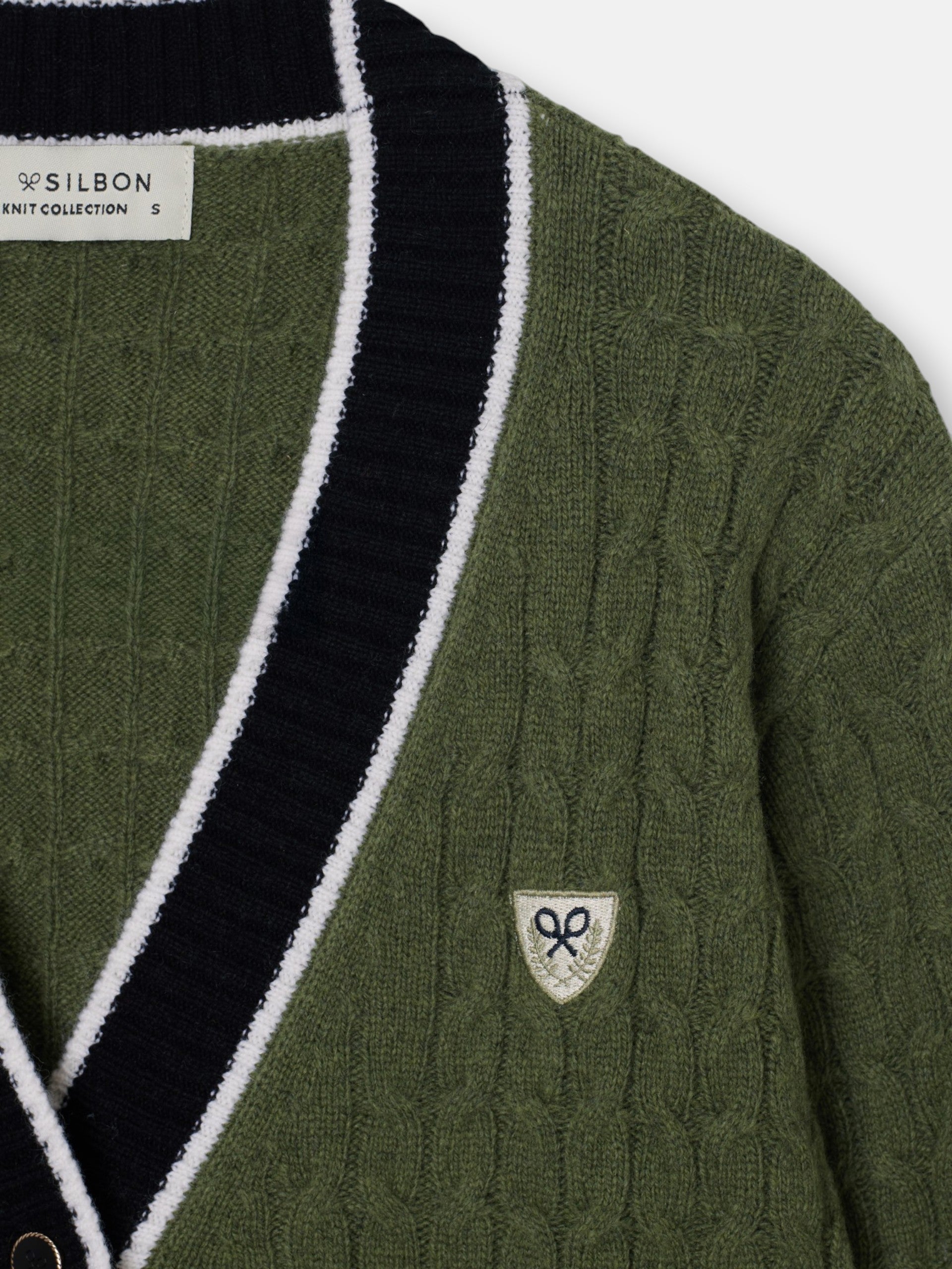 Cardigan college escudo verde