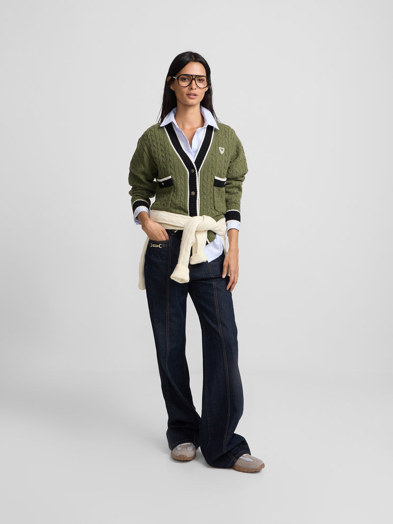 Cardigan college escudo verde