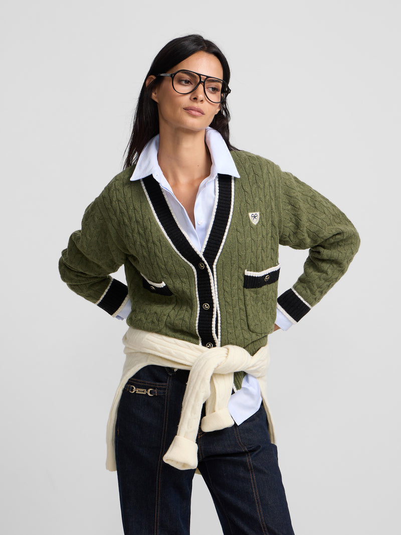Cardigan college escudo verde