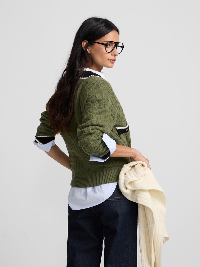 Cardigan college escudo verde