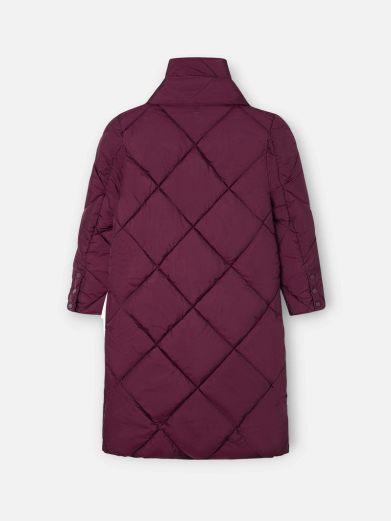Parka larga acolchada bufanda burdeos