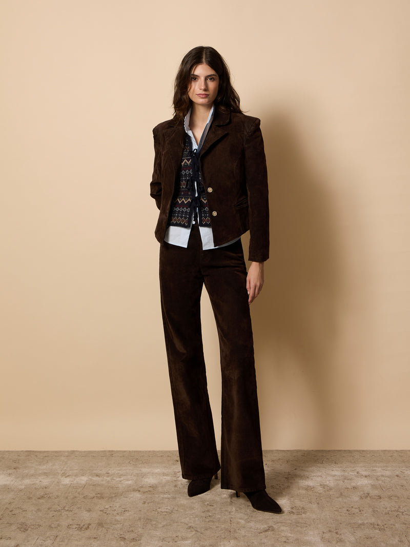 Veste unique crop floquée marron