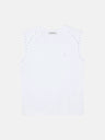 Camiseta mulher ombreiras detalhe tachas branca
