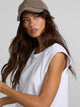 T-shirt femme épaulettes détail clous blanc