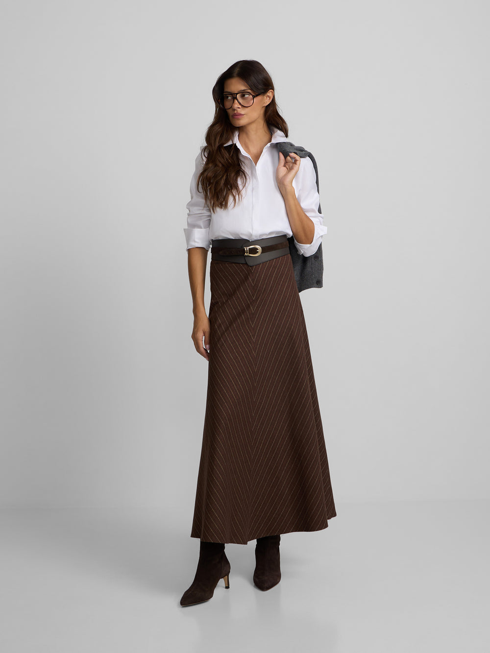 Chemise structurée chevrons blanc