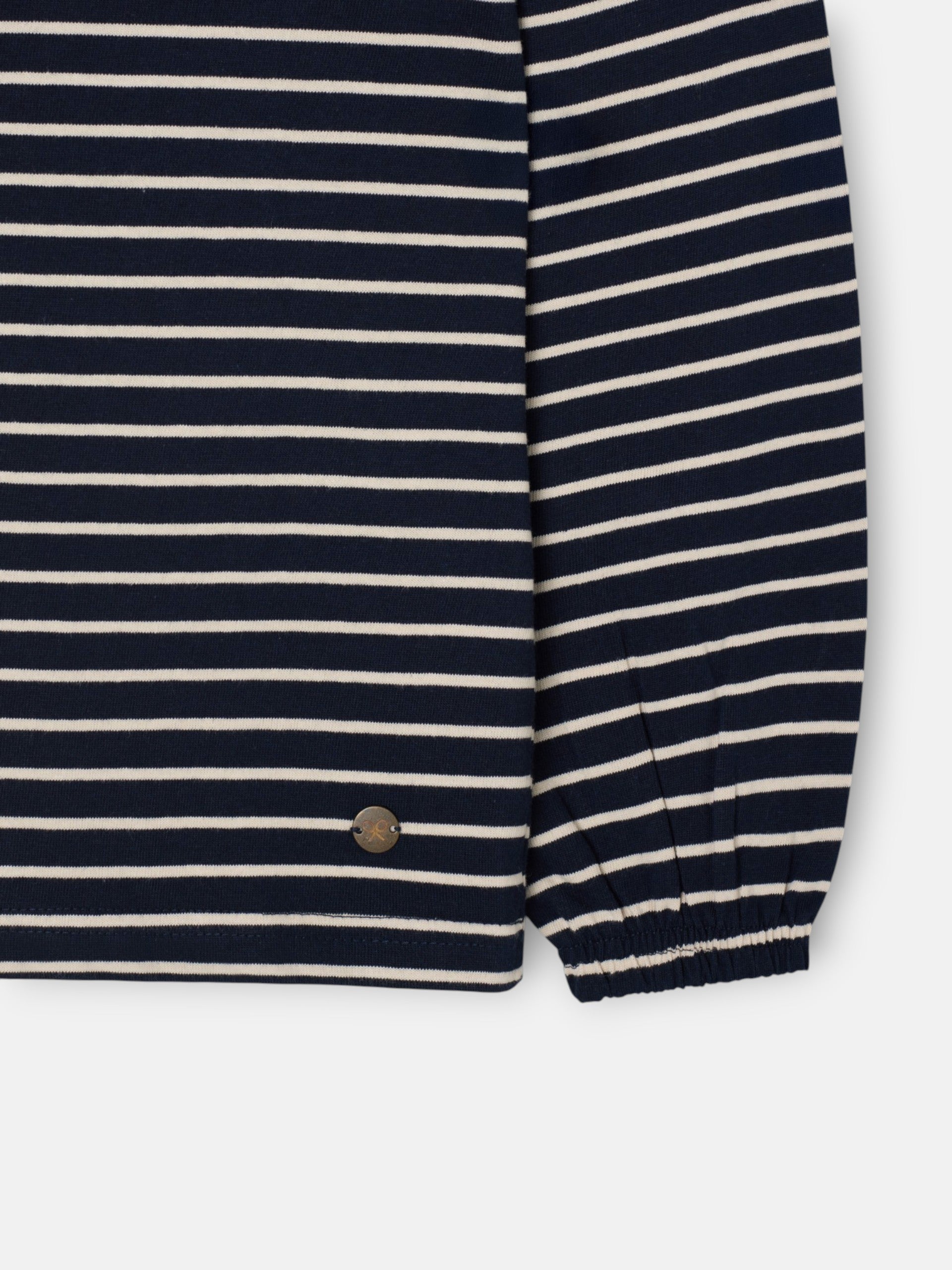 Camiseta manga larga cuello bobo rayas azul marino