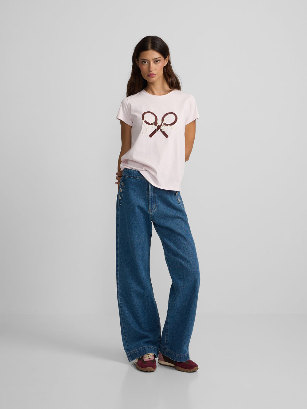 T-shirt femme raquette Silbon rose