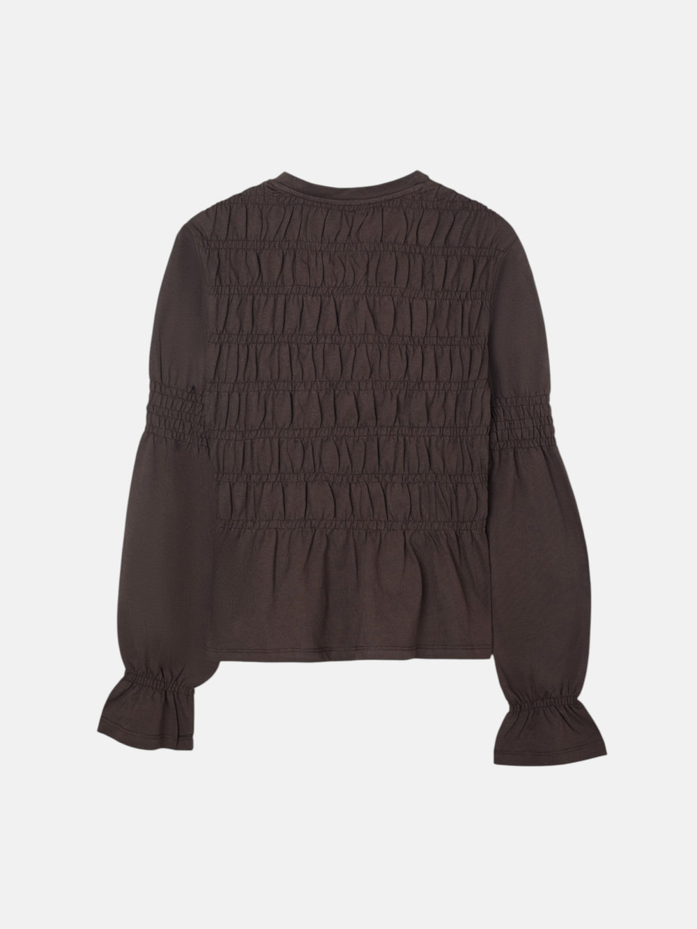 Camiseta woman manga larga punto smock marron