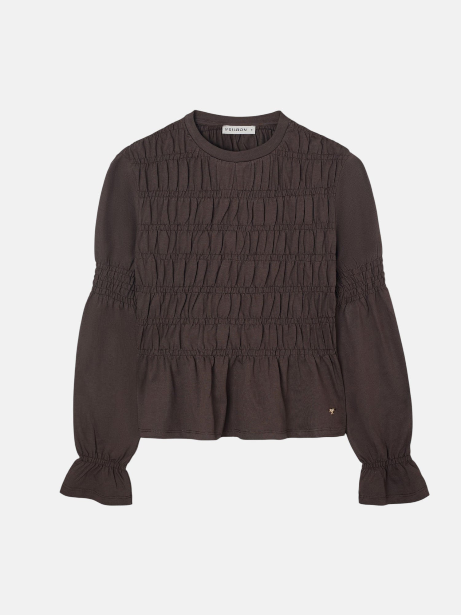 Camiseta woman manga larga punto smock marron