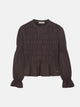 Women's smock knit long-sleeved t-shirt in brown