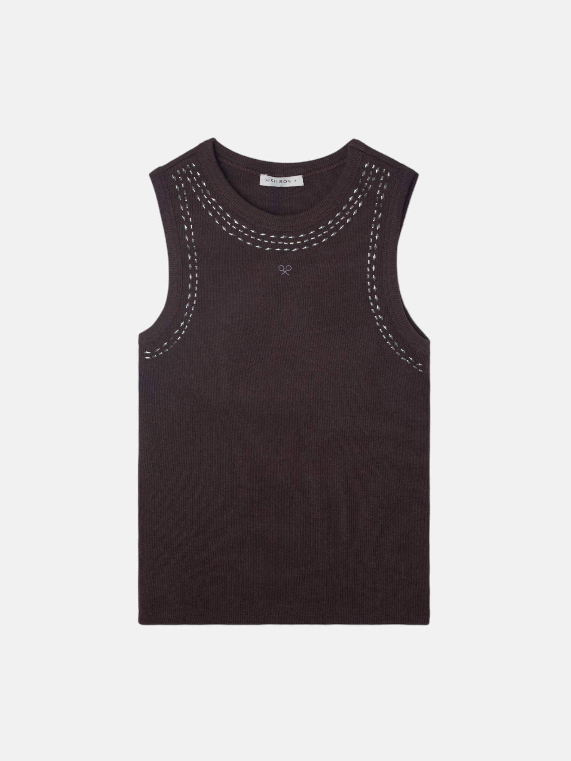 Women's studded brown tank top