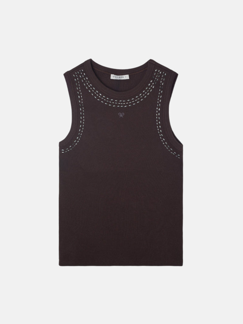 Camiseta woman tank top tachas marron