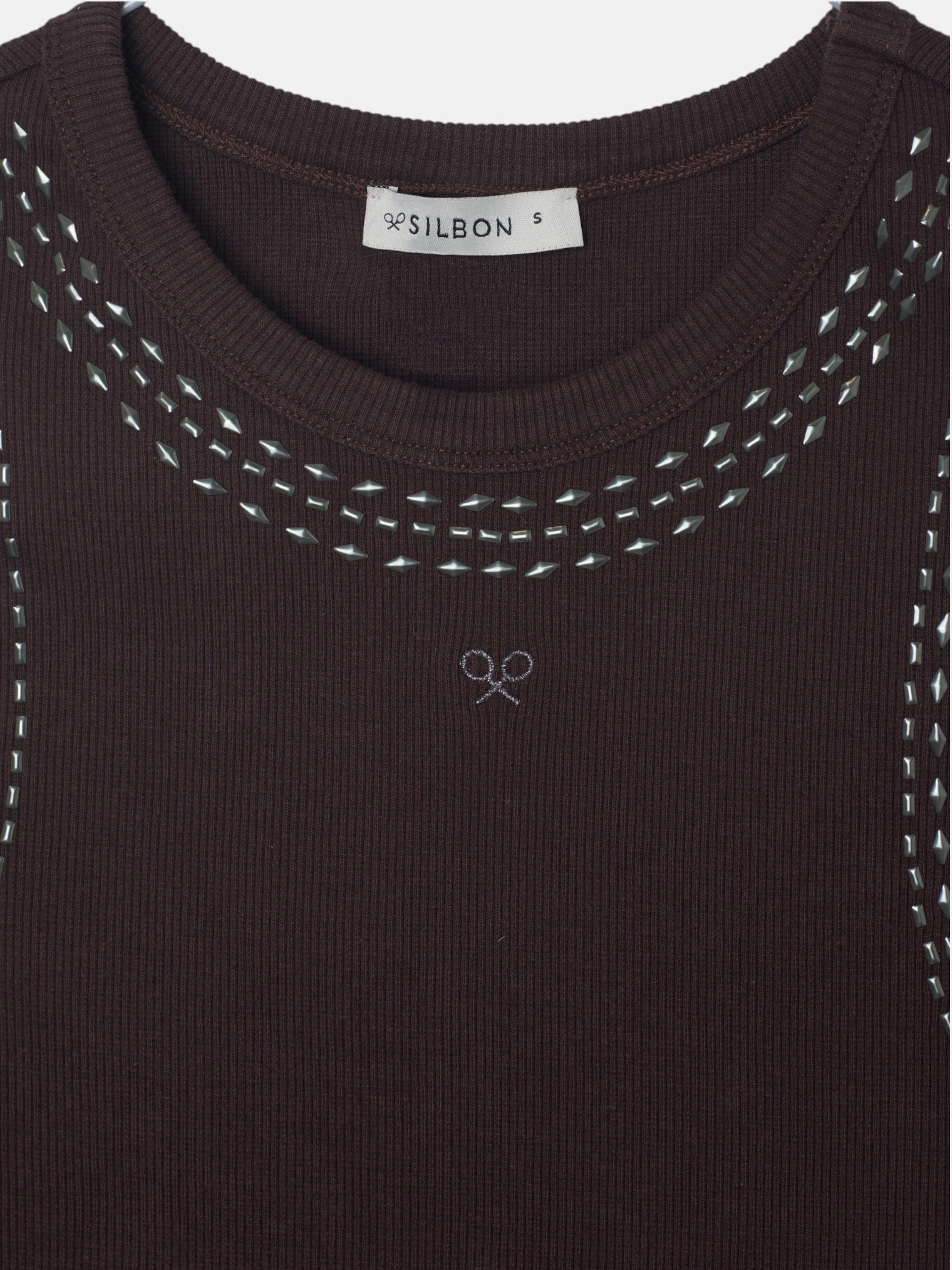 Women's studded brown tank top