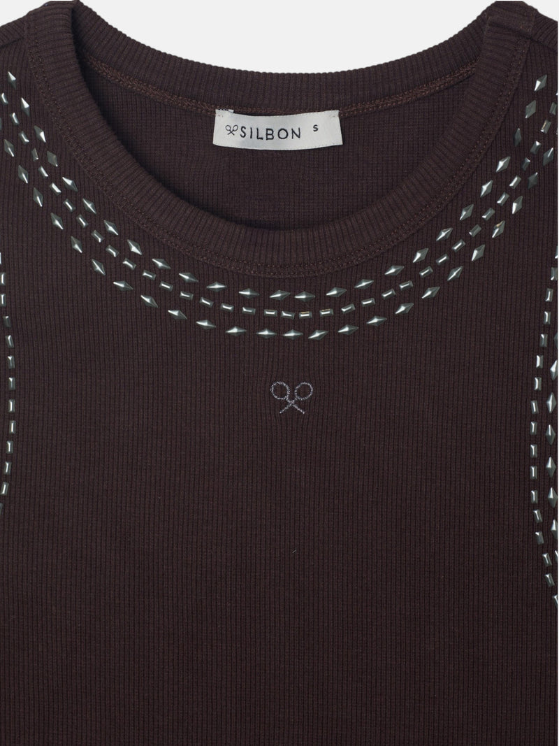 Camiseta woman tank top tachas marron