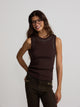 Women's studded brown tank top