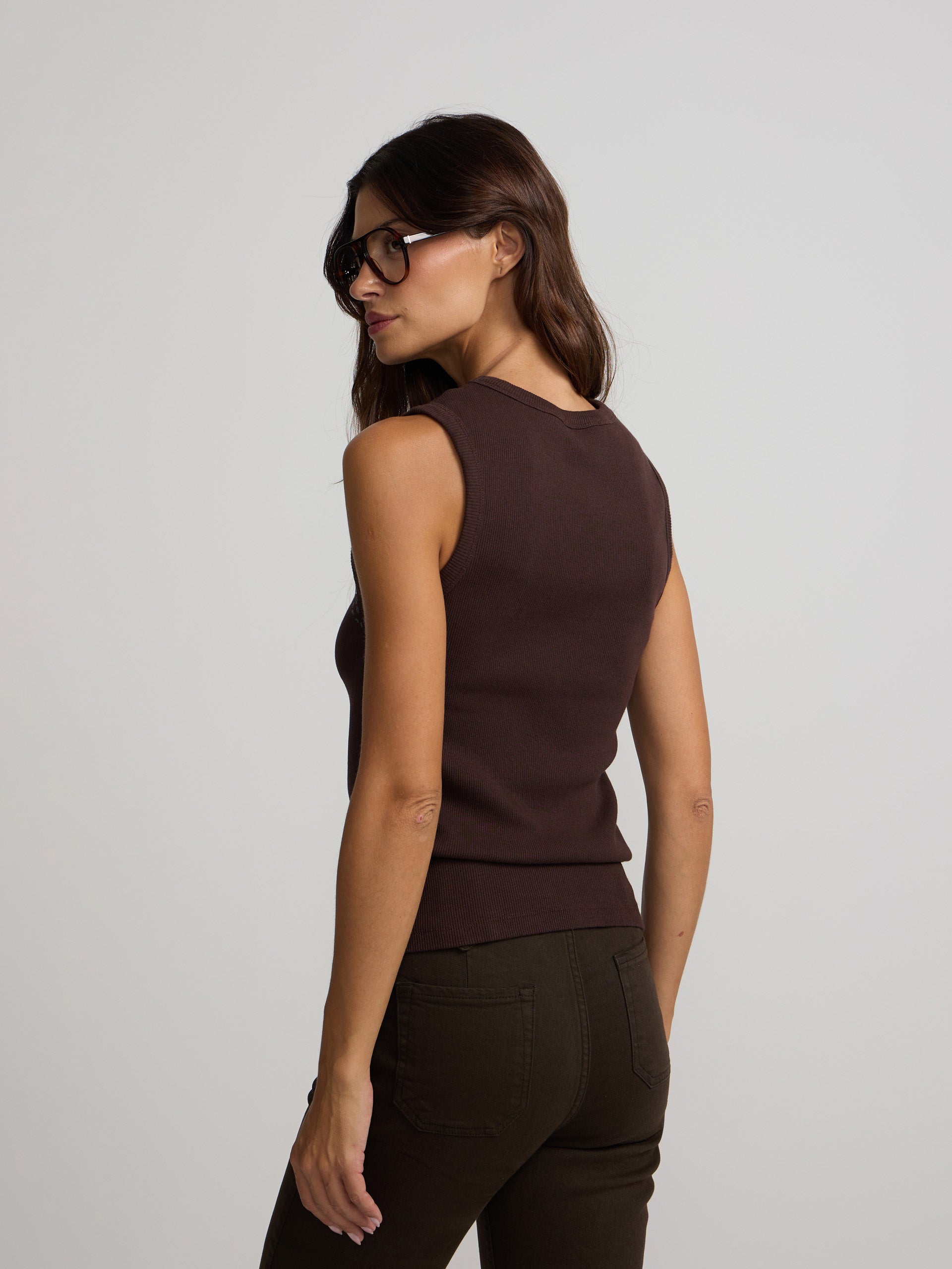 Women's studded brown tank top