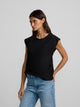 T-shirt femme épaulettes détail clous noir