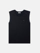 Women's black t-shirt with shoulder pads and stud detail