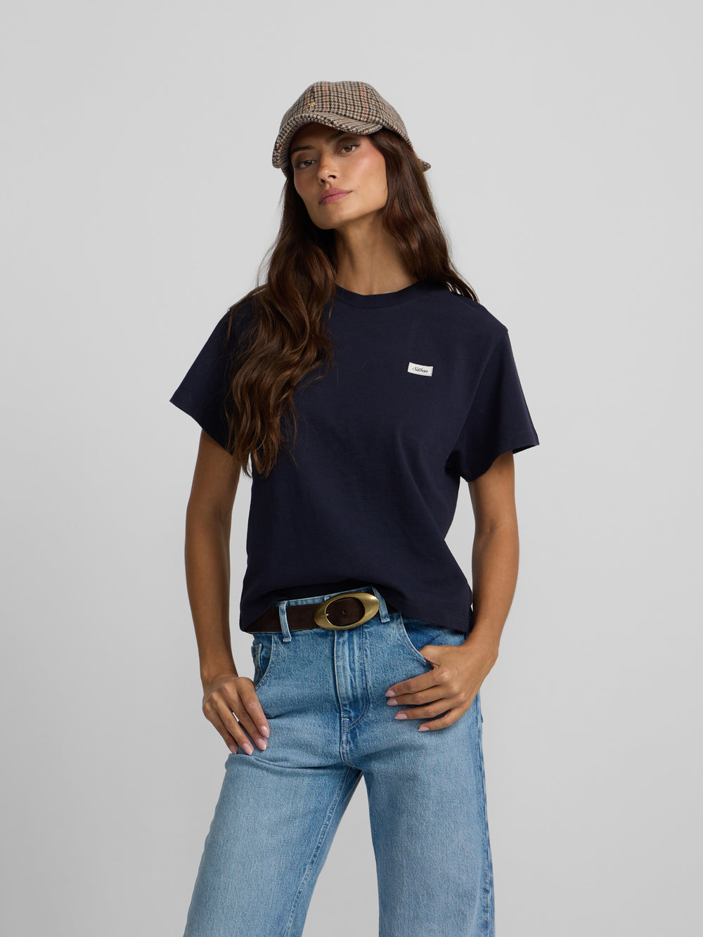 T-shirt femme patch Silbon bleu marine