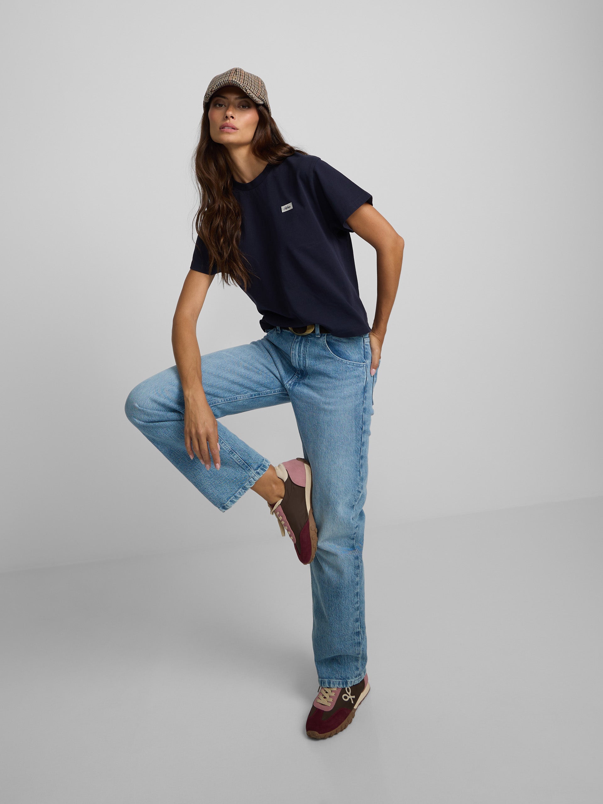 Women's navy blue Silbon patch t-shirt