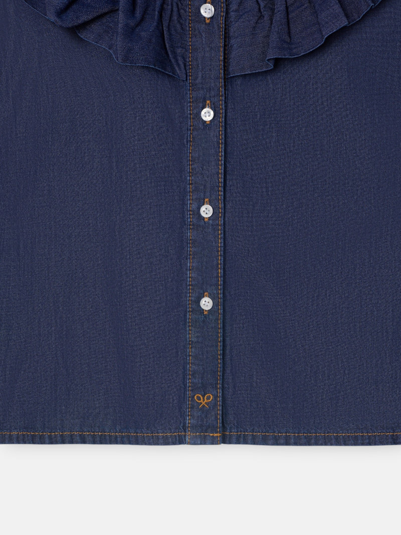 Camisa volantes denim azul