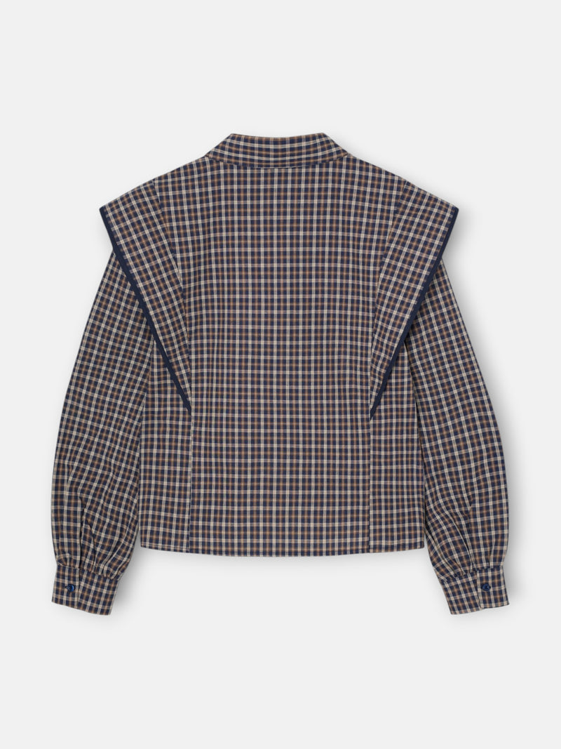 Structured shirt with blue and brown checks